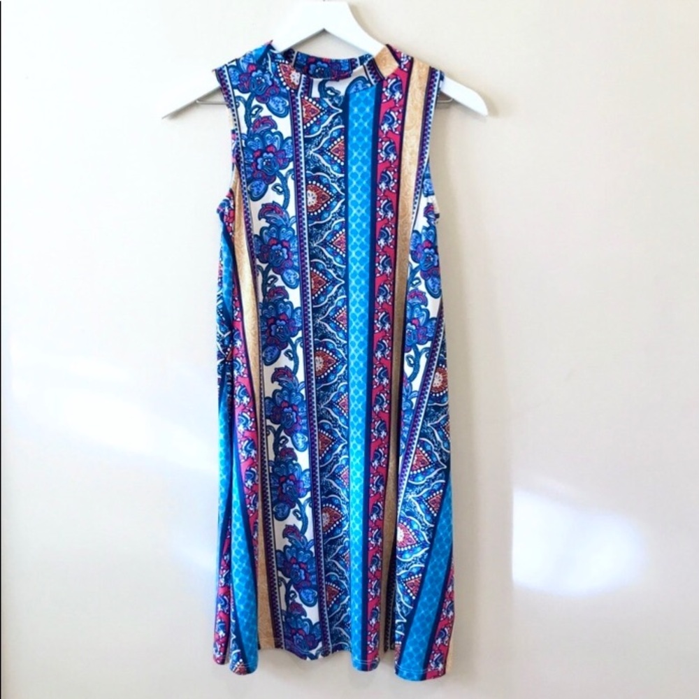 Buttery Soft Pink Rose Mock Neck Print Dress